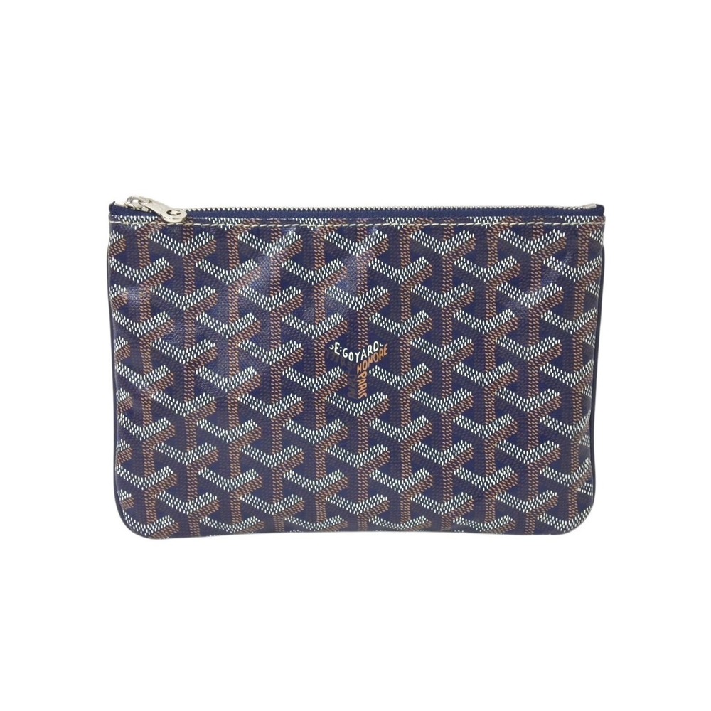 GOYARD SENAT Senna pouch clutch bag Navy Blue coated canvas